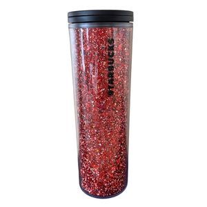 Starbucks 2018 Holiday Red Sparkle Glitter Tumbler Hot/Cold Cup 16oz NEW